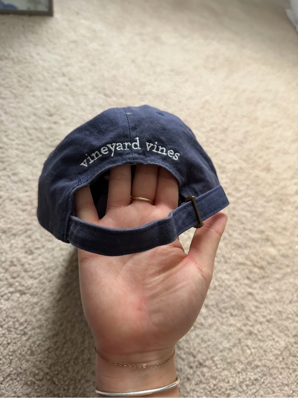 Kids Navy vineyard vines hat with adjustable strap